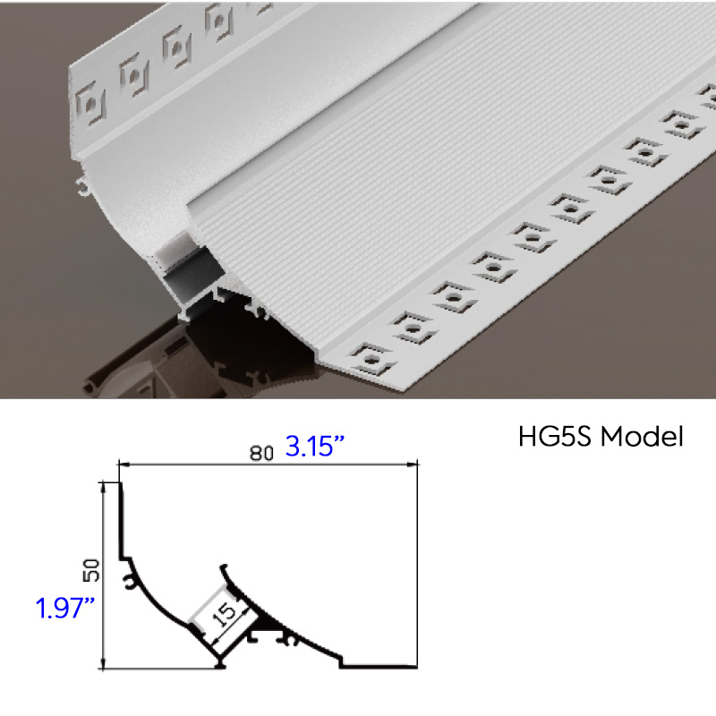 Plaster Wall LED Ceiling Corner Cove Crown Molding Profile, Inner 20mm Plaster Wall LED Ceiling Corner Cove Crown Molding Profile, Inner 20mm